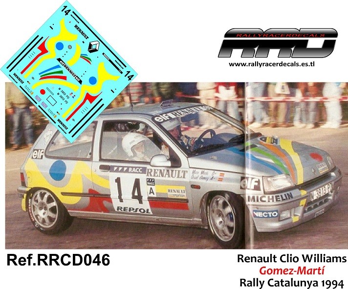 NEW DECAL CALCA 1 43 RENAULT CLIO WILLIAMS N°18 RALLY WRC MONTE CARLO 1994