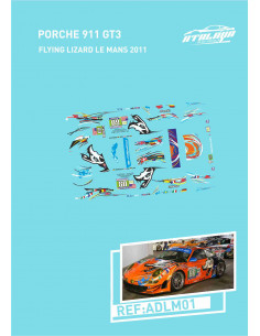 Decals Porsche 997 GT3 Le Mans 2011 1:32 1:43 1:24 18 Slot Flying Lizard calcas 