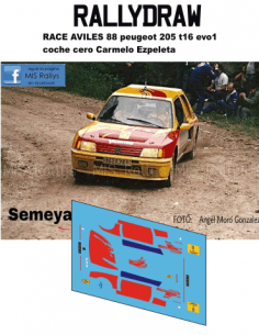 Coche Cero Peugeot 205 t16 Ezpeleta Race aviles 1988